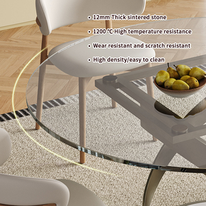 <span class=keywords><strong>Tavolo</strong></span> da Pranzo <span class=keywords><strong>Rotondo</strong></span> con <span class=keywords><strong>Piano</strong></span> Girevole, Top <span class=keywords><strong>in</strong></span> <span class=keywords><strong>Vetro</strong></span> e Base <span class=keywords><strong>in</strong></span> Metallo - Set di Arredamento Moderno <span class=keywords><strong>per</strong></span> Sala da Pranzo - Product Image 3