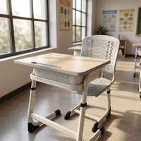 Bureau et chaise d'école ergonomiques réglables en hauteur, structure métallique, ensemble table d'étude pour élèves du primaire et du secondaire