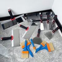 Ensemble de 14 Spatules en Acier Inoxydable avec Brosses, Grattoir, Couteau à Bande de Plâtre et Bac à Mastic, Outils de Réparation Murale