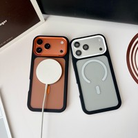 Coque en acrylique pour iPhone 17 Pro Max, style Ins, design color-block, finition mate, protection intégrale magnétique