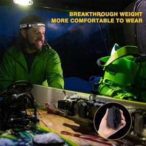 Lampe frontale à faisceau large 230° avec capteur d'éclairage, étanche, en silicone, LED COB rechargeable - Product Image 6