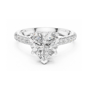 Bague de fiançailles en forme de cœur en or jaune avec halo de diamants caché, bague de promesse pavée, bijoux de mariée élégants, cadeau pour femme - Product Image 3