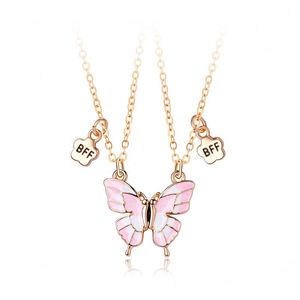 Collier pendentif cœur magnétique avec breloque papillon et motif cœur émaillé pour couples, meilleurs amis pour toujours (BFF) et enfants - Product Image 6