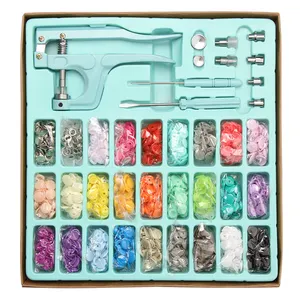 Suit Snap Pliers + 24 colors Plastic Resin Snap Buttons Press Stud Cloth Leather Rivets Press Machine Sewing Tool Eyelets Molds