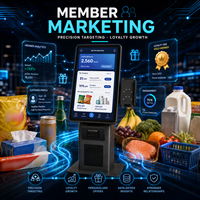 Caisse enregistreuse électronique LED 1920x1080 avec scanner de codes-barres, 4 Go de RAM, 64 Go de stockage, SDK, processeur I3-4e génération, scanner 2D pour supermarché et épicerie