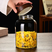 Boîte à thé en verre scellée de grande capacité pour stocker les écorces d'agrumes vieillies, avec un pot à usage domestique avec couvercle en bois fileté