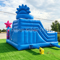 Château gonflable à thème océanique avec toboggan et piscine pour enfants, combo de jeux gonflables avec toboggan