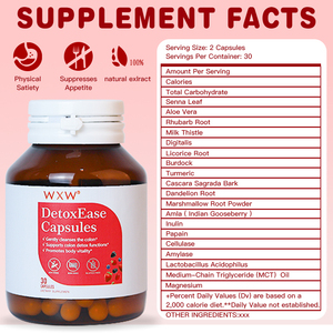 Stock WXW Digest Clear Cleanse Capsule Pilules amincissantes Pilules de perte de poids Racine de pissenlit Pilules détoxifiantes Pilules de perte de poids - Product Image 4