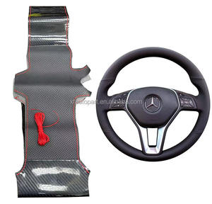 Cubierta de <span class=keywords><strong>volante</strong></span> de coche de fibra de carbono negra de cuero gris cosido a mano especial para <span class=keywords><strong>Toyota</strong></span> Camry - Product Image 2