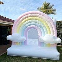 Château gonflable arc-en-ciel de qualité commerciale en PVC de 10x10 pieds, couleur pastel, petit château de saut pour les fêtes d'enfants en plein air, installation facile
