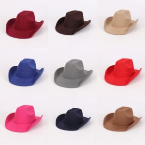 Vente en gros de chapeau de cowgirl en feutre Chapeau de cowboy en feutre blanc Chapeaux Fedora en feutre de laine à large bord pour hommes et femmes - Product Image 1