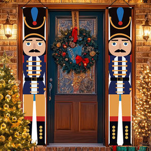 30*180ซม. โพลีเอสเตอร์ + PVC แคร็กเกอร์ประตูต้นคริสต์มาสพร้อมก้านแขวนสำหรับตกแต่งธีมวันหยุด - Product Image 3