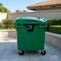 Poubelle extérieure roulante en HDPE de 1100 L, grande capacité, bac à déchets avec couvercle, poubelle mobile pour parking