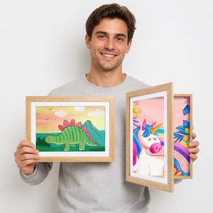 Kromapolis 2 Pezzi Cornice Rettangolare per <span class=keywords><strong>Disegni</strong></span> dei Bambini A4 in MDF Ecologico, Cornice in Legno Colorato per <span class=keywords><strong>Collage</strong></span> Fotografico Artistico - Product Image 3