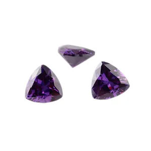 7X7mm Triliun Cut 5A Kualitas CZ Batu Permata Longgar 8 # D-Amethyst Lilin Pengaturan Segitiga Batu Cubic Zirconia Grosir