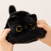 Peluche personnalisée chat noir mignon, jouet en peluche doux pour fête d'Halloween, décoration de chambre, vente en gros de peluches