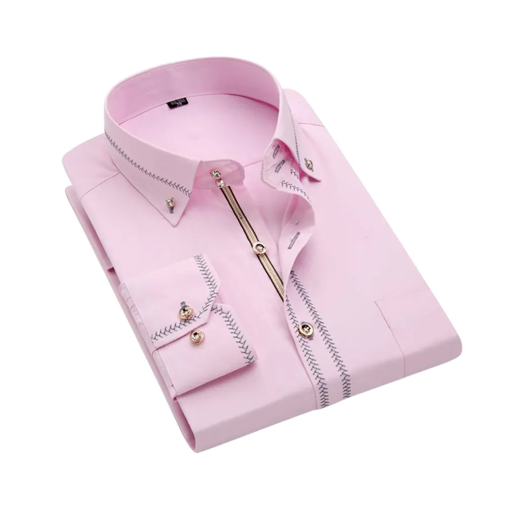 Supplier New Design Stylish White Custom Men's Shirt With Golden Trims And Buttons