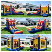 Château gonflable commercial en PVC avec toboggan aquatique double piste, combo humide/sec et piscine, pour enfants, idéal pour les fêtes, les entreprises et la location