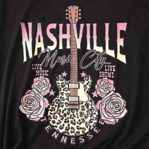 T-shirt ample pour femme, motif léopard vintage, guitare, groupe de rock, style country, jersey décontracté, taille XL, pour l'été - Product Image 2