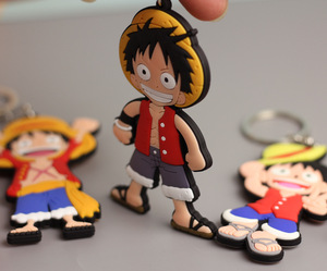 46 thiết kế Anime Sanji Luffy PVC Keychain đôi bên cao su Keyring trang sức phụ kiện - Product Image 3