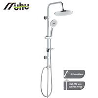 Kit de Douche Mural Réglable avec Barre de Suspension, Colonne de Douche et Pommeau de Douche Pluie ABS à 3 Modes