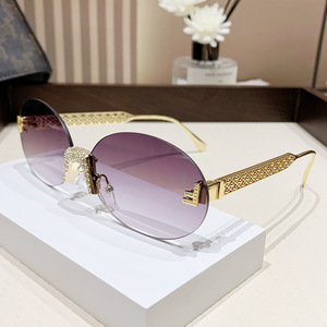 Rhinestone Encrusted Oval <b>Sunglasses</b> UV400 PC Frame Unisex Light Protection Type 3 Sunshades - Product Image 1