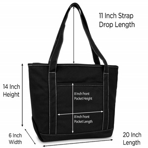 Sac fourre-tout en toile personnalisé, grande capacité, sac de shopping en coton réutilisable, sac à bandoulière pour les courses, sac de plage écologique avec poche avant - Product Image 2