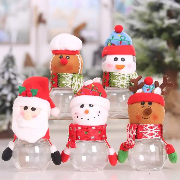 Cute Plastic Christmas Candy Jar Christmas Ornaments Santa Candy Bottle Christmas Candy Storage Decorations