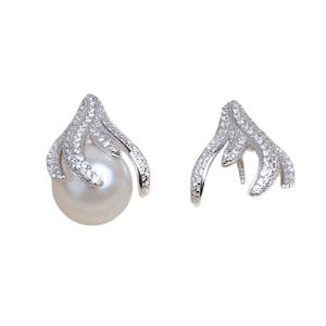 Support de boucles d'oreilles longues en argent S925 avec pampilles, accessoire DIY pour bijoux en perles, zirconium bleu 9-11 JG5988, composants de bijouterie - Product Image 5