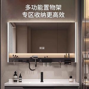 Custom Ceramic Integrated Basin <b>Bathroom</b> Vanity Grey One Piece Basin Stainless Steel <b>Cabinet</b> <b>Mirror</b> <b>Light</b> Included - Product Image 4