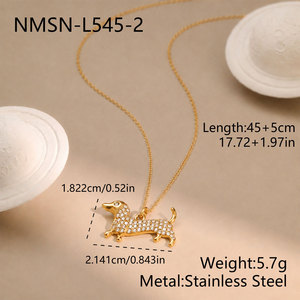 Lindo Collar de Perro Dachshund con Diamantes Incrustados, Chapado en Oro PVD de 14k y 18k, de Acero Inoxidable 316L, Resistente al Agua, para Mujer - Product Image 5