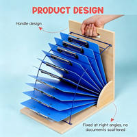 Support de presse-papiers en bois et métal, petit support de rangement pour tableau blanc, organisateur pour salle de classe, bureau