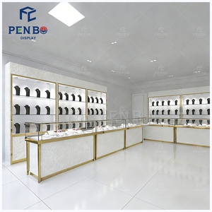 Progettazione di mobili per la decorazione di gioiellerie personalizzate vetrina in vetro dorato vetrina per gioielleria Interior Design - Product Image 2