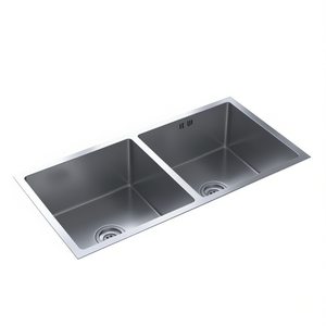 Fregadero de Cocina de Acero Inoxidable, Doble Cubeta Rectangular, Superficie Cepillada, Diseño Moderno, Fácil de Limpiar - Product Image 1