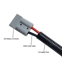 Connecteur de batterie gris 50A à câble solaire mâle et femelle câble PV tuyau ondulé flexible noir pour système PV