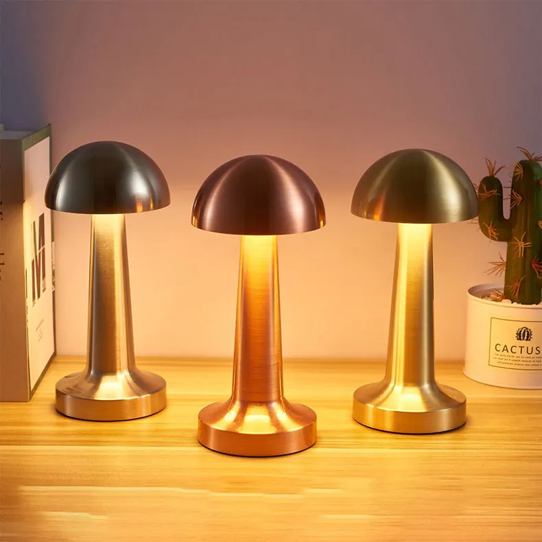 Modern Mushroom Table Lamp Iron Art Gold White Black Led Light Fixtures Study Table Decoration Bedroom Closets Beside Desk Lamp