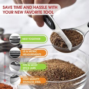 Stainless Steel Magnetic Measuring Spoons Set Strong N45 Magnets Heavy Duty 15ml Capacity Fits Most Spice Jars - Product Image 6