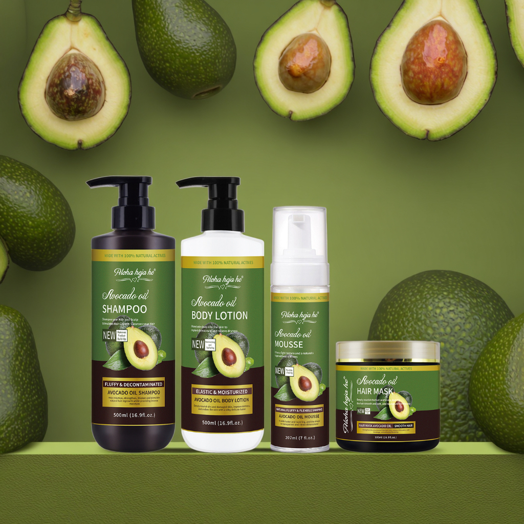 Most Popular Vegan Avocado Hair Care And Styling Kit Natural Skin Care Set With Lightening Nourishing Body Lotion Fragrance
