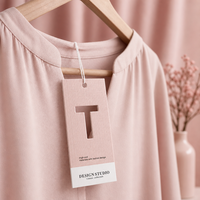 Sacs écologiques personnalisés à double couche en carton texturé fin, avec initiales découpées inversées, couleur rose douce et blanc croustillant