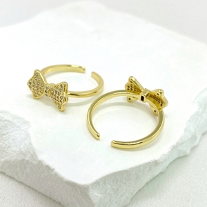 Anillo de Moda Ajustable Chapado en Oro con Diseño de Lazo y Joyería de Latón para Uso Diario Femenino - Product Image 6