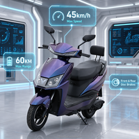 Trottinette électrique robuste 1500W 60V 30Ah 45km/h Autonomie 60km Capacité de charge 300kg Montée en pente 30 degrés Freins à disque doubles EEC
