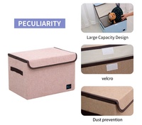 Vente chaude Fournisseur d'usine Fabricant Boîte de rangement pliable en tissu de lin avec couvercle pour boîte de rangement de garde-robe