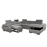 Canapés modulaires combinés en gros, grand format, deux places, convertible, en tissu microfibre durable, avec fonction lit et rangement pour usage hôtelier