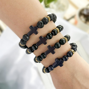 Bracelet en agate tressé en <span class=keywords><strong>pierre</strong></span> naturelle de style nouveau, unisexe, bracelet en <span class=keywords><strong>pierre</strong></span> <span class=keywords><strong>volcanique</strong></span> pour cadeau - Product Image 6
