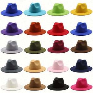 Sombrero Fedora de Ala Ancha Plana, Formal e Informal, para Adultos Unisex, Color Borgoña Sólido, Poliéster/Algodón, para las 4 Estaciones, Venta al Por Mayor - Product Image 1