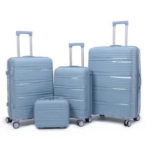 Set koper perjalanan, koper bahan PP tahan goresan untuk pria wanita ukuran 4 Set