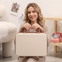 Valise de maquillage portable en ABS rigide de 14 pouces avec logo personnalisé, boîte de rangement pour souvenirs, mini valise cosmétique, vente en gros