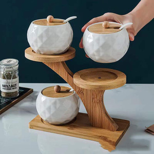 Étagère de cuisine créative en bois pour rangement, support à épices multifonctionnel, <span class=keywords><strong>sans</strong></span> perçage, pour assaisonnements et boîtes - Product Image 1