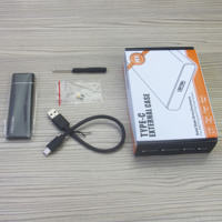 USB 3.1 NVMe PCIe M.2 SSD Kandang NGFF HDD Pembaca Kartu Adaptor Hard Disk Drive Konverter Caddy Kotak, Kabel AC Tipe USB