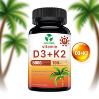 Julong OEM Vitamina D3 K2 5000 IU Vitamina D Suplemento dietético para dientes óseos Soporte para la salud muscular e inmune